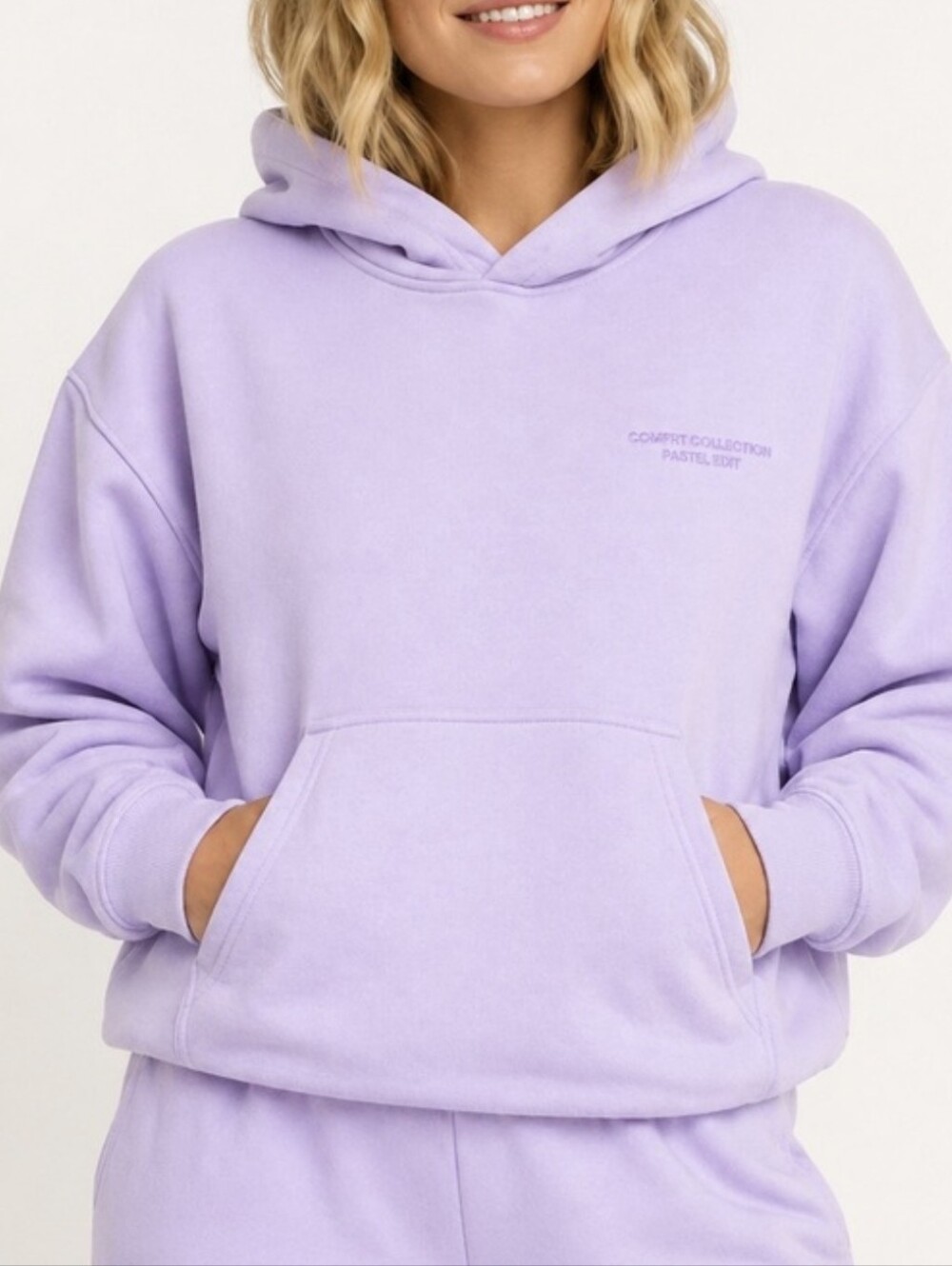Comfrt Pastel Edit Hoodie Lilac Purple Oversized Heavyweight Fleece NWOT Large